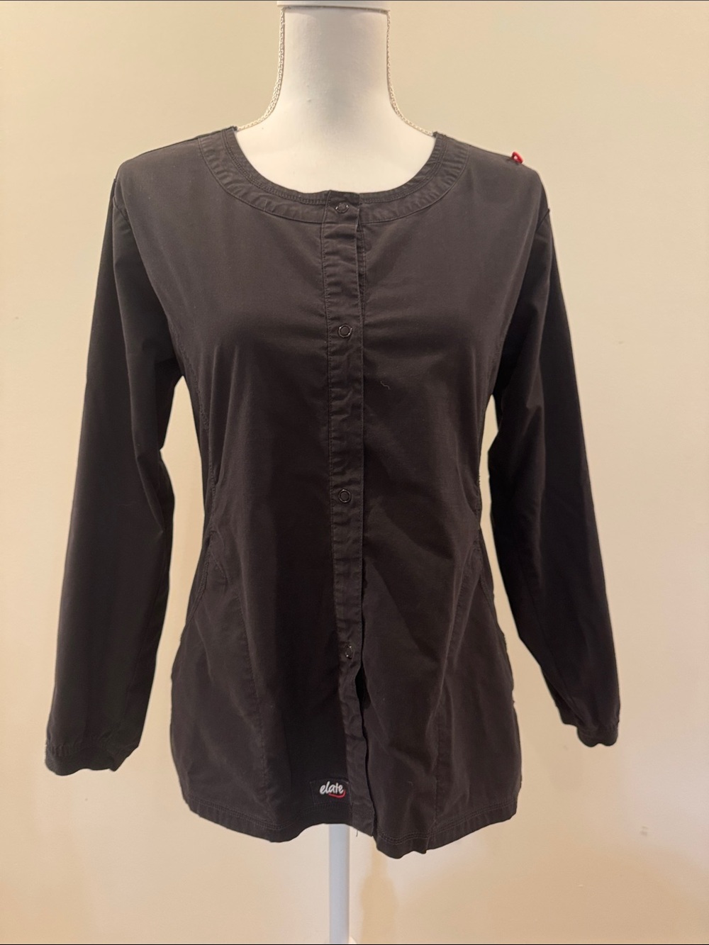 Women's Black Button-Front Long Sleeve Labcoat (healthcare)